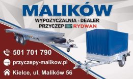 Przyczepy Lawety MALIKÓW-Wypożyczalnia Sprzedaż przyczep firmy RYDWAN